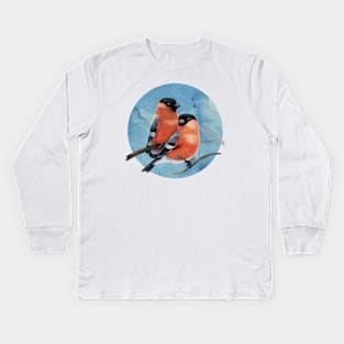 Bullfinches, watercolor Kids Long Sleeve T-Shirt